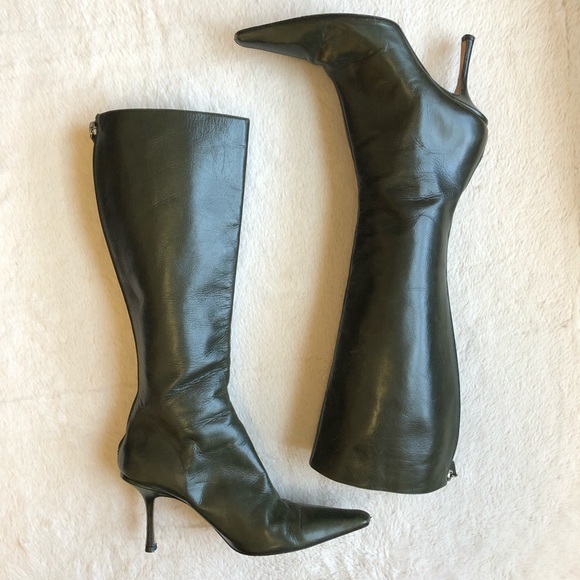 Jimmy Choo Shoes - Jimmy Choo Green Leather Heeled Boots